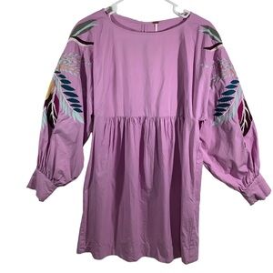 Free People Mini Obsession Lilac Mini Dress Embroidered